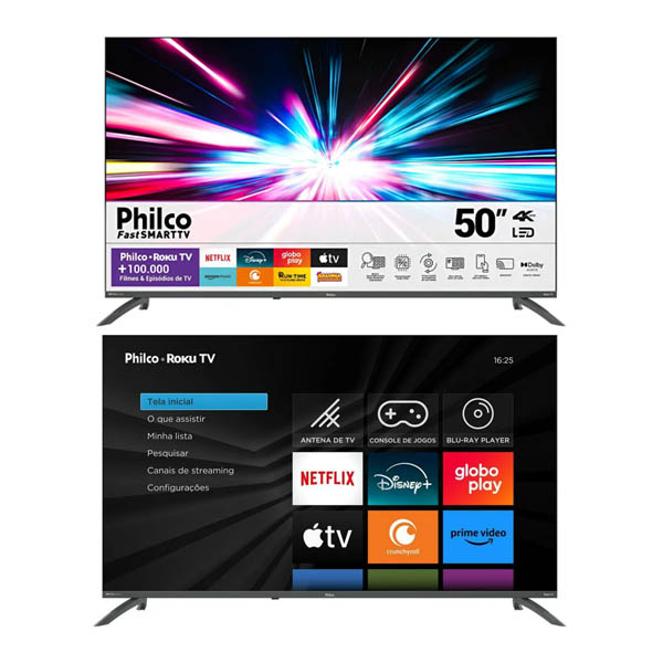 Smart TV 50” Philco PTV50VA4REGB Roku TV LED Dolby Audio
